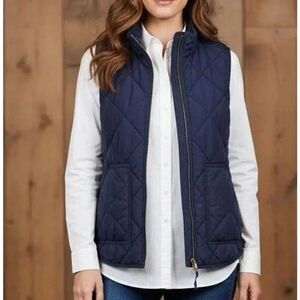 J. Crew Navy Quilted Down Puffer Vest Small Preppy Gorpcore Winter Outdoor